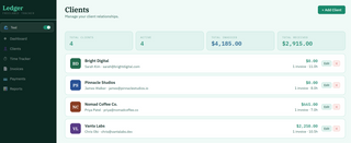 Ledger — Freelance Finance Tracker with Invoices, Time & Clients