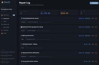 Hearth — Home Maintenance Tracker with Repairs, Warranties & Tasks