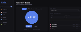 Scholar — Student Planner with Homework, Grades, Exams & Pomodoro Timer