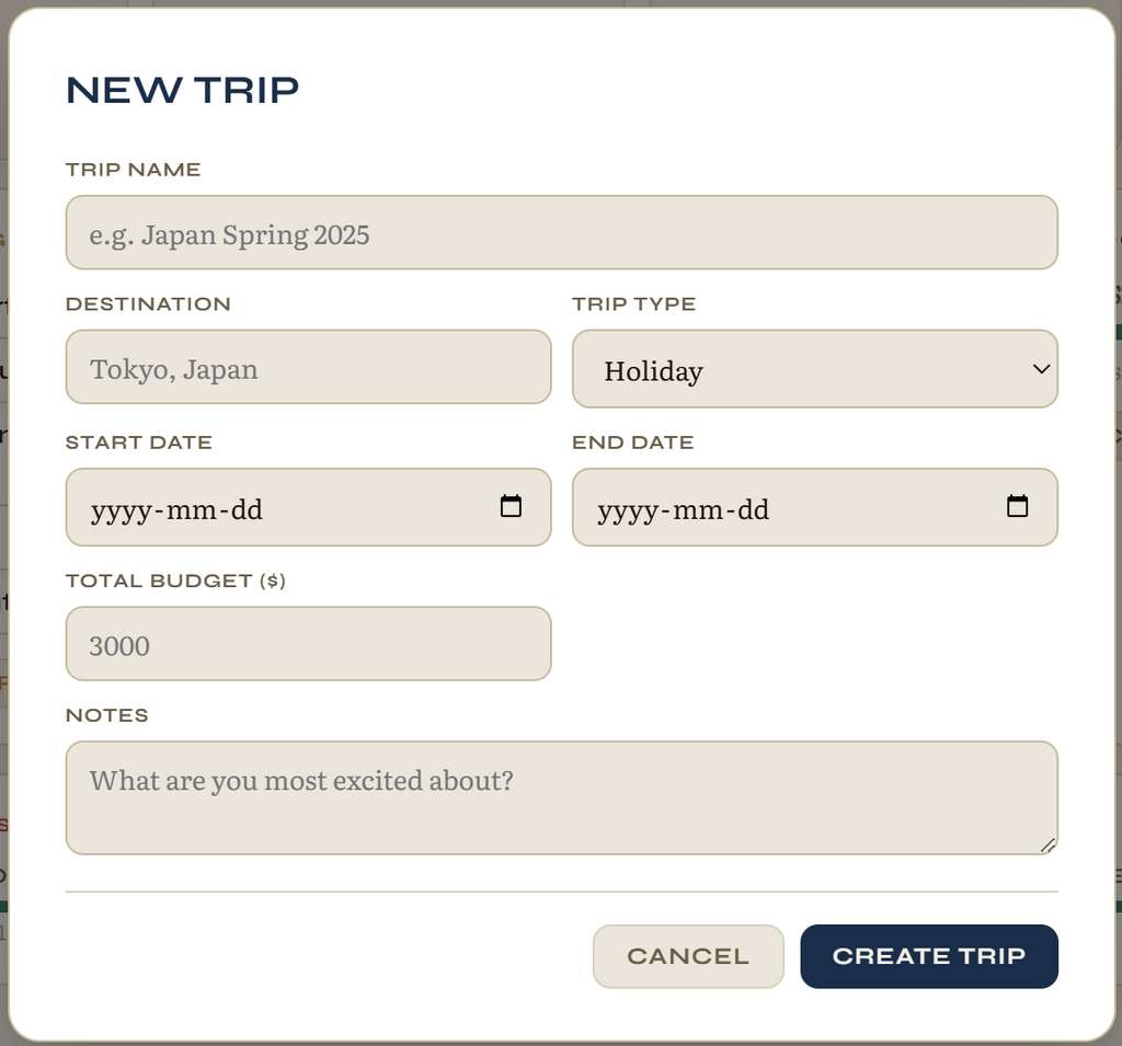 Roam — Trip Planner