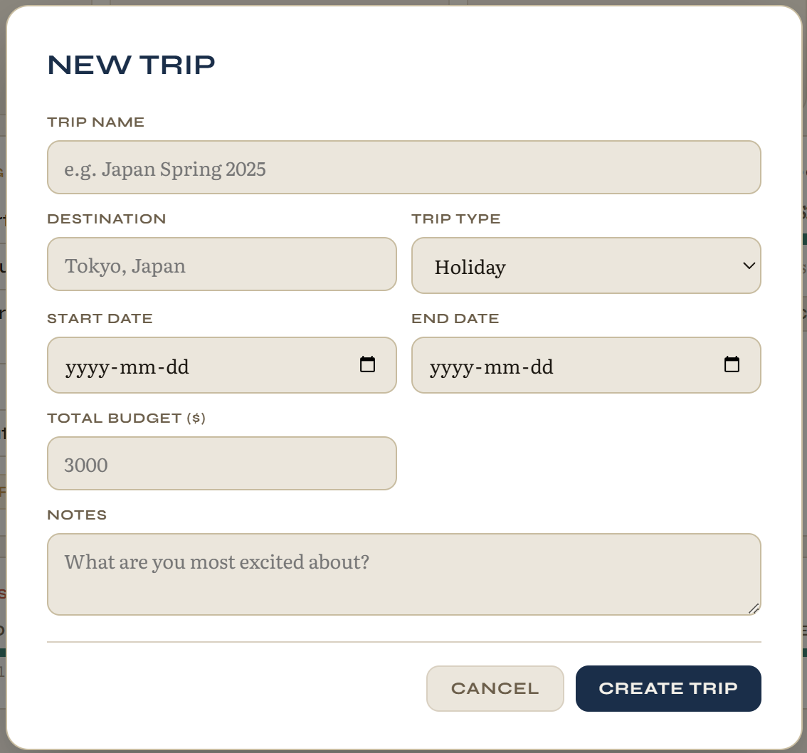 Roam — Trip Planner